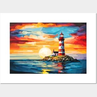 Lighthouse Concept Abstract Colorful Scenery Painting Posters and Art